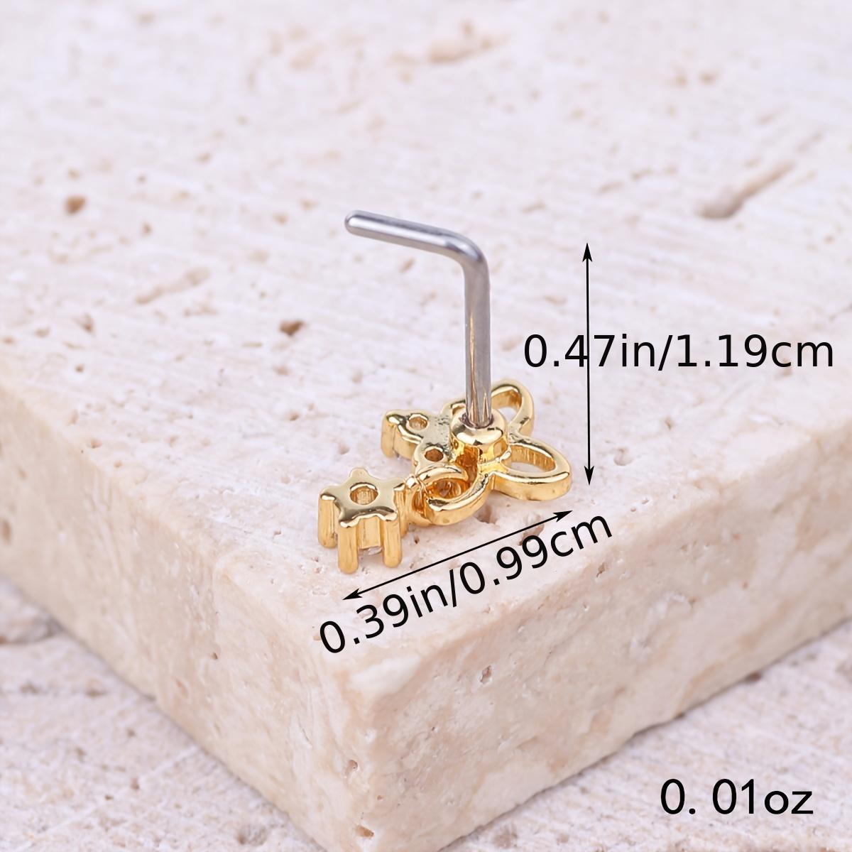 Butterfly Zircon Nose Ring, Delicate L Shaped Nose Jewelry