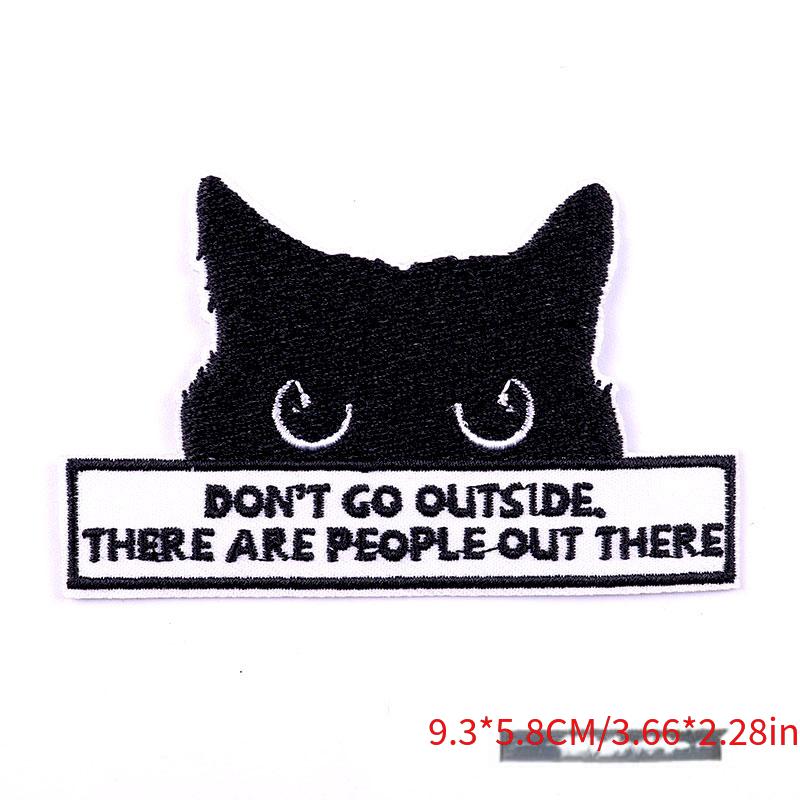 Black And White Cat Patches For Clothing Embroidered Iron On - Temu