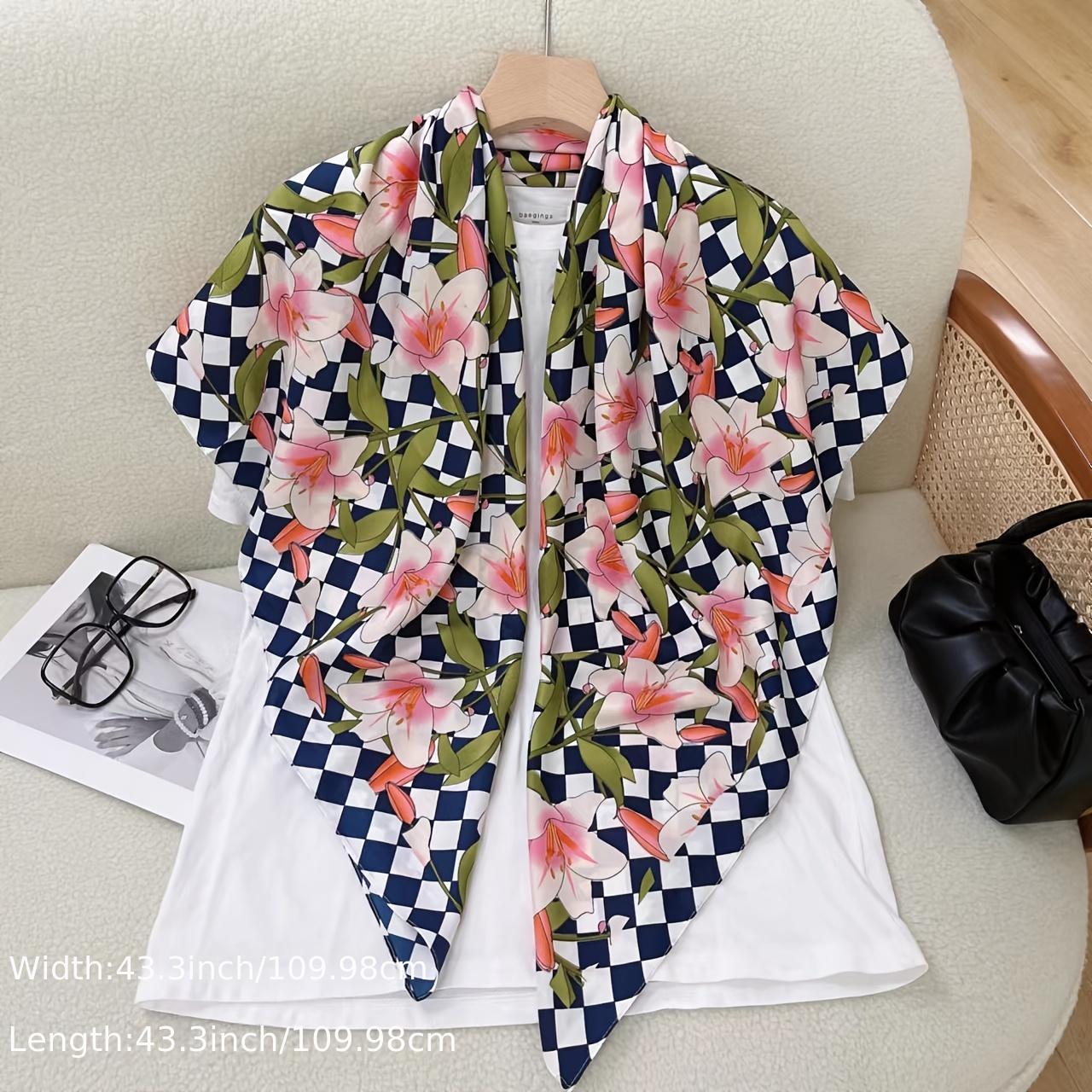 Colorful Plaid Print Large Square Scarf Retro Warm Shawl