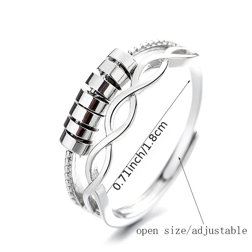 Rhinestone Beads Spinner Zircon Opening Ring Anti Anxiety Rotary Fidget  Ring Gift