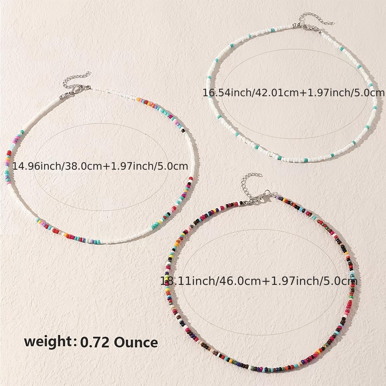 3pc Boho Colorful Rice Beads Stacking Necklace Set