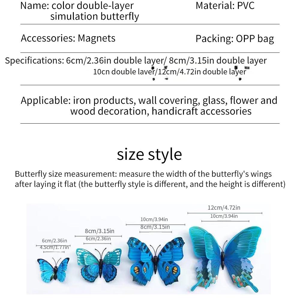 12pcs 3D Double Layer Butterflies Wall Stickers, Living Room Decor, Ki –  DOOMS