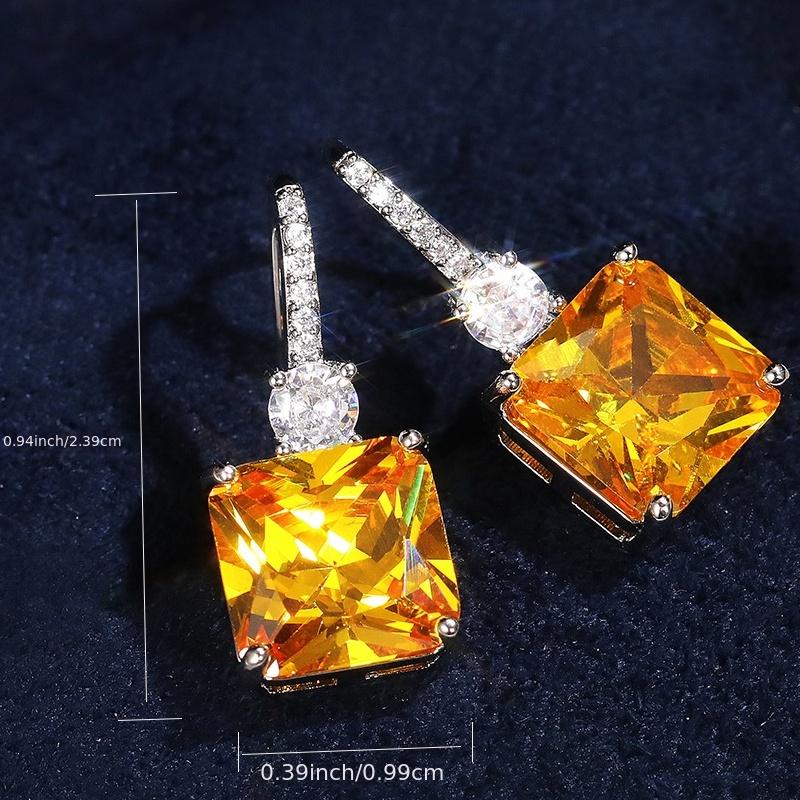 Citrine Dangle Earrings, 925 Silver Plated for Weddings