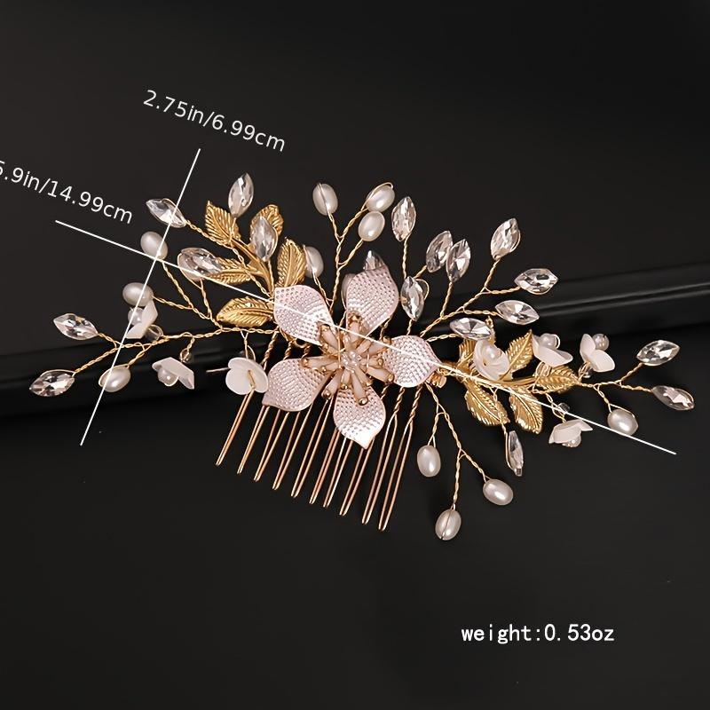 Wedding Pearl Bridal Wreath ,Flower Headband Bride Hair Vines Headwear Hair Jewelry,Golden/Silver Leaf Tiara ,Silver Rhinestone Handmade Tiara,Temu