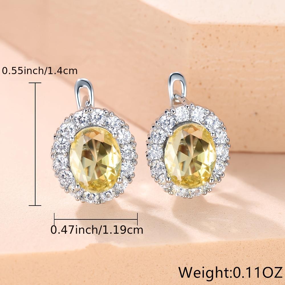 Multicolor Stone Earrings, 18K Plated Bride Engagement Ear Clip Jewelry