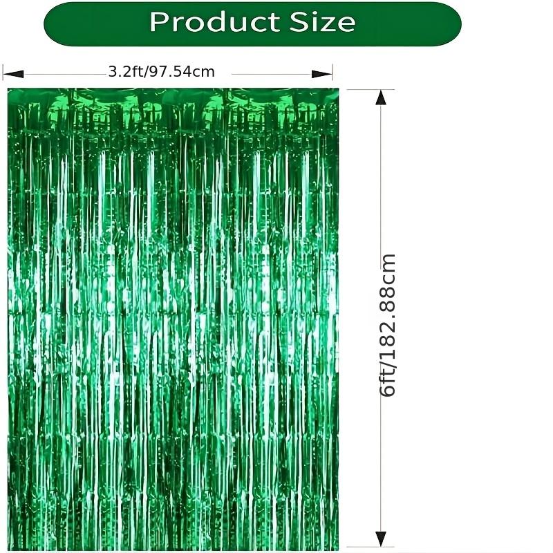 Green Foil Trim Curtains 3 2x8ft Green Streamers Party Decorations