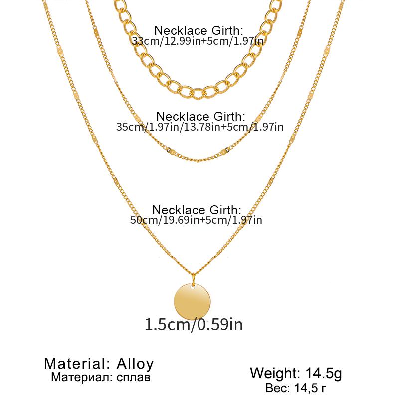 Women's Chain Disc Layered Necklace, Everyday Gift