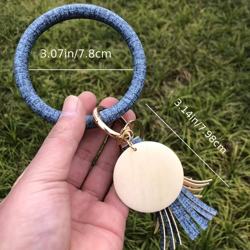 Large Circle Key Ring Leather Tassel Bracelet Holder - Temu