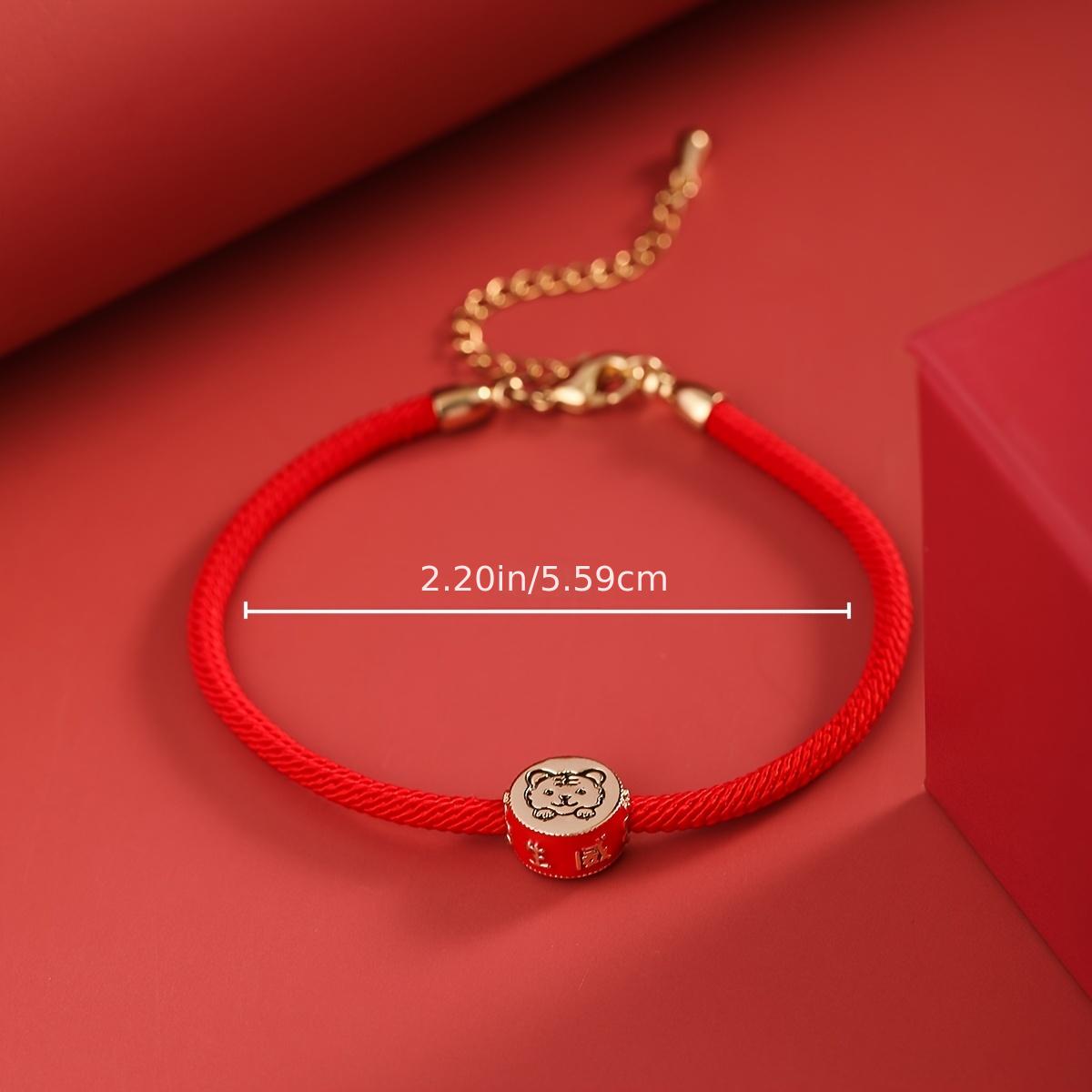 Chinese Zodiac Animal Charm Bracelet New Year Lucky Red Bracelet Lady  Bracelet Tiger Pendant Adjustable Charm Bracelet 