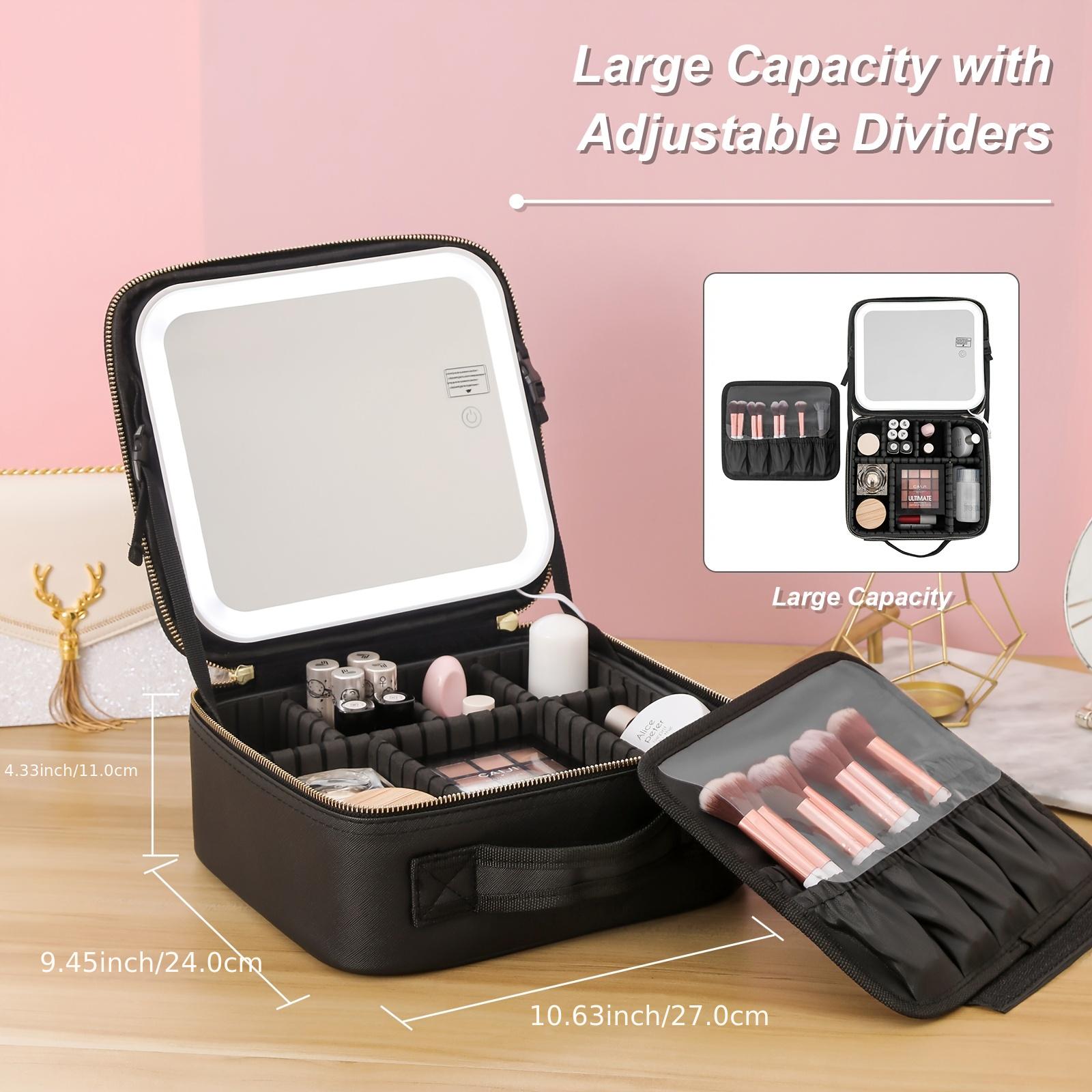 Travel Makeup Bag With Removable Lighted Mirror, Portable Lighted
