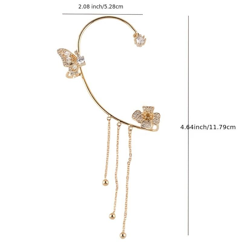 Butterfly Stud Earrings with Hollow Chain Set