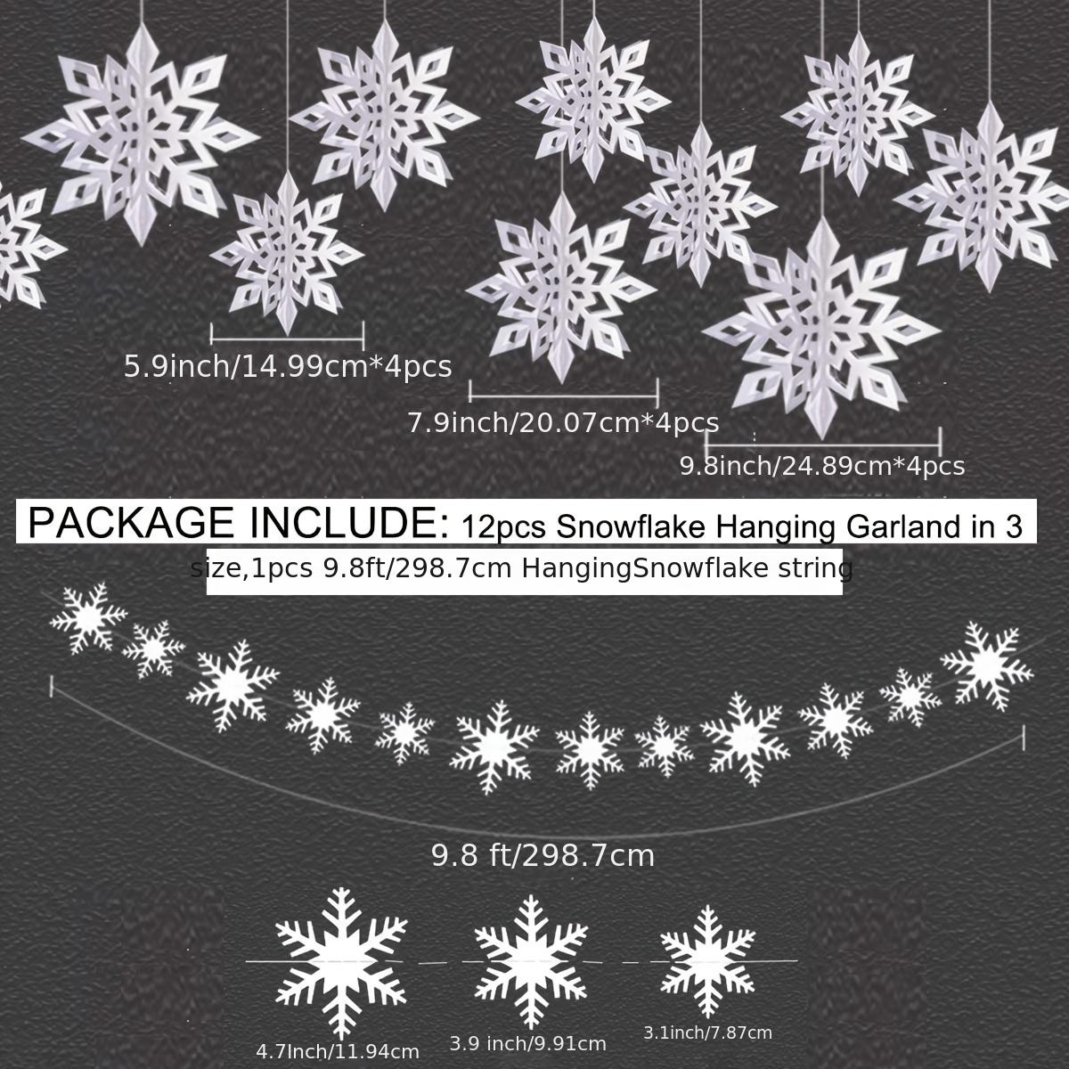 Christmas Hanging Snowflake Decorations, Snowflakes Garland 3D