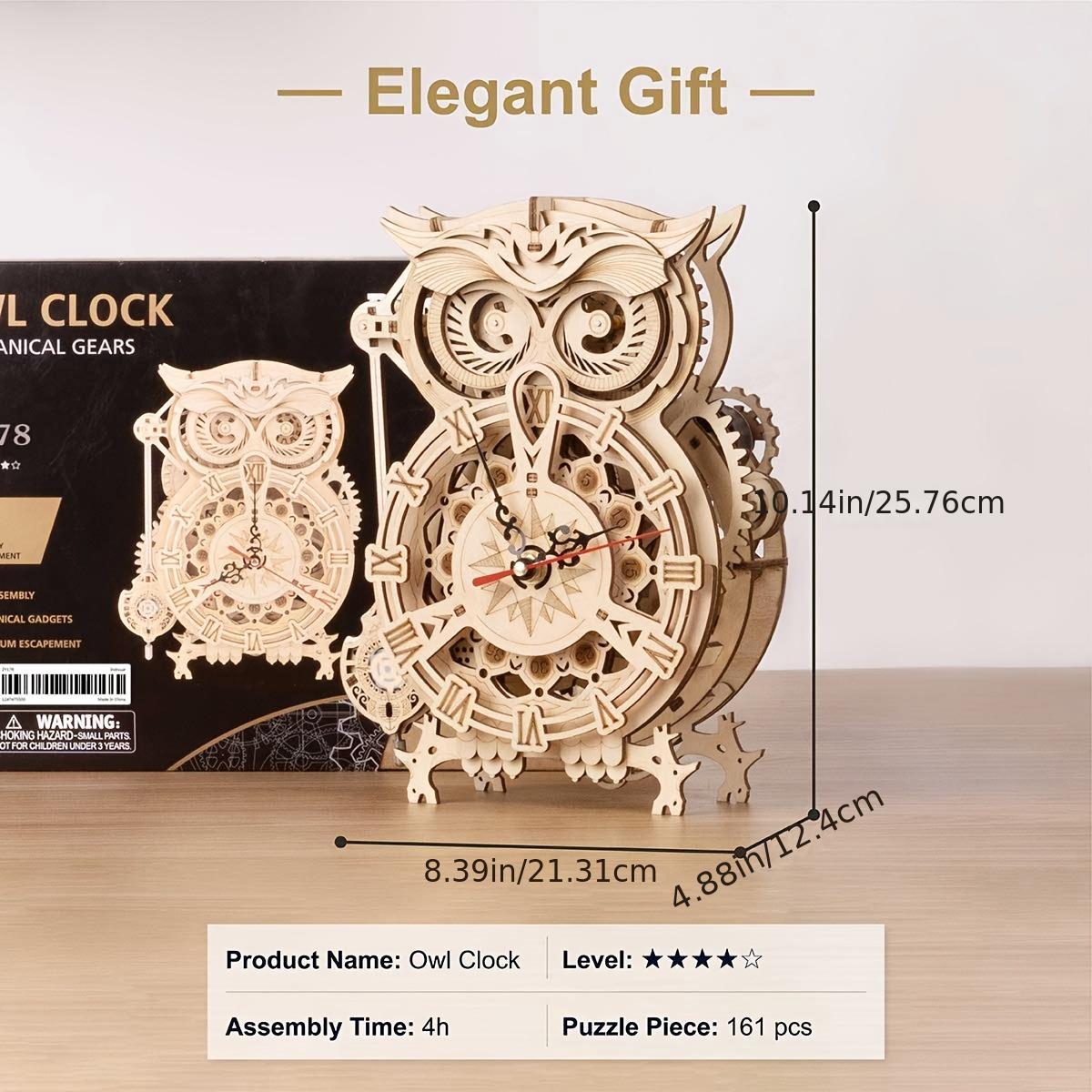 3D Puzzle En Bois De Hibou Kit De Modèle Horloge Horloge De - Temu