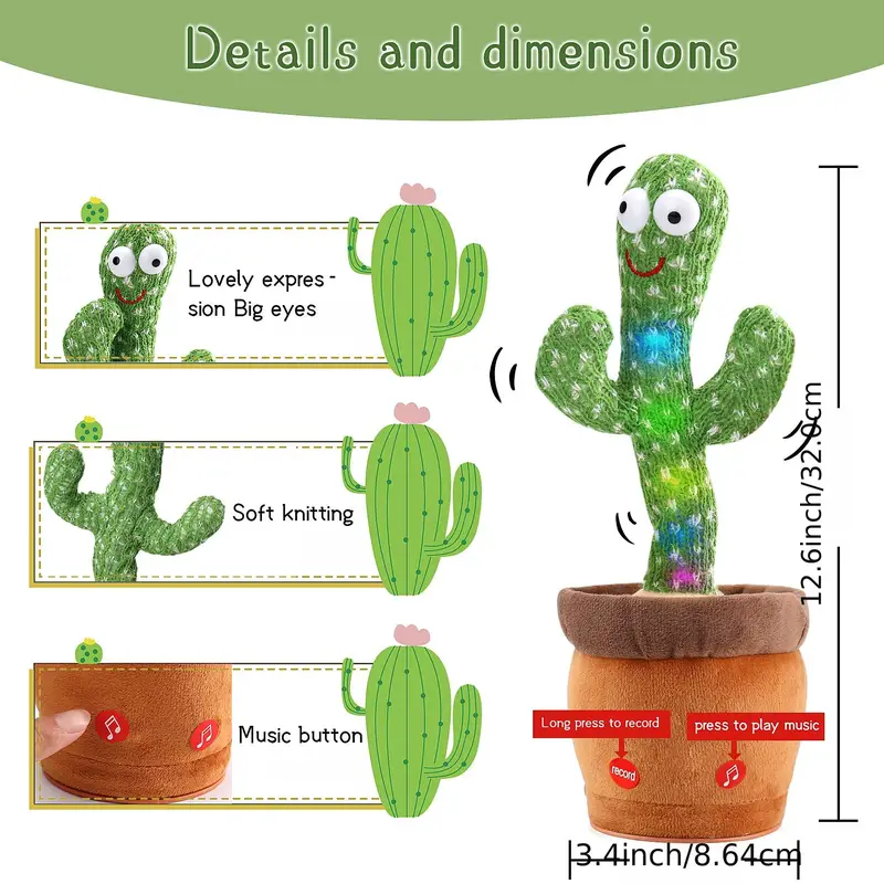 baby dancing cactus talking cactus toys wriggle singing cactus repeat what you say baby boy toy plush electric speaking cactus baby girl 15 second voice recorder toy details 0