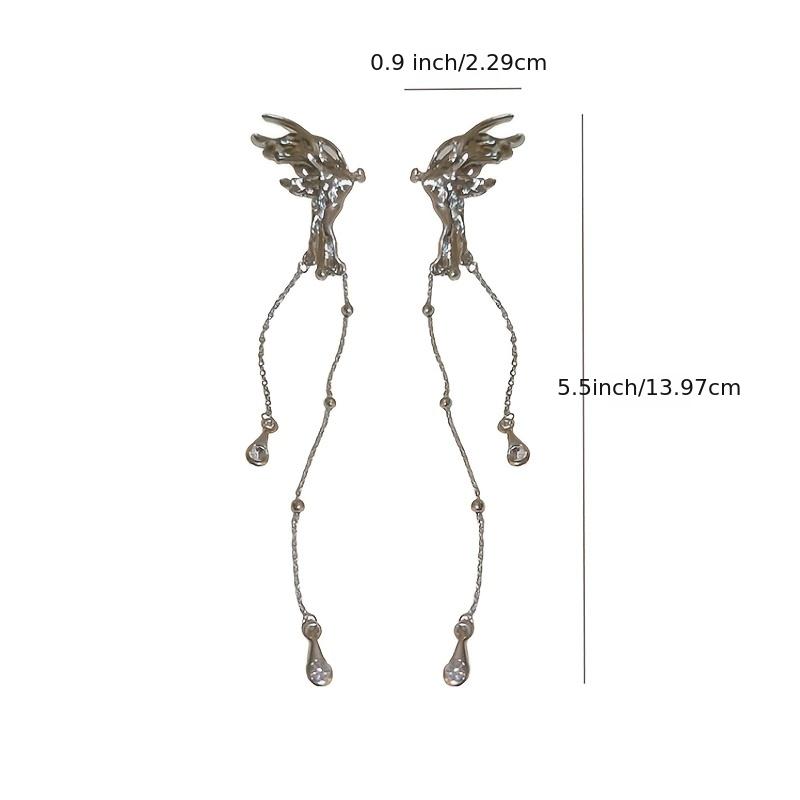 Zircon Butterfly Ear Cuff with Silver Tassel