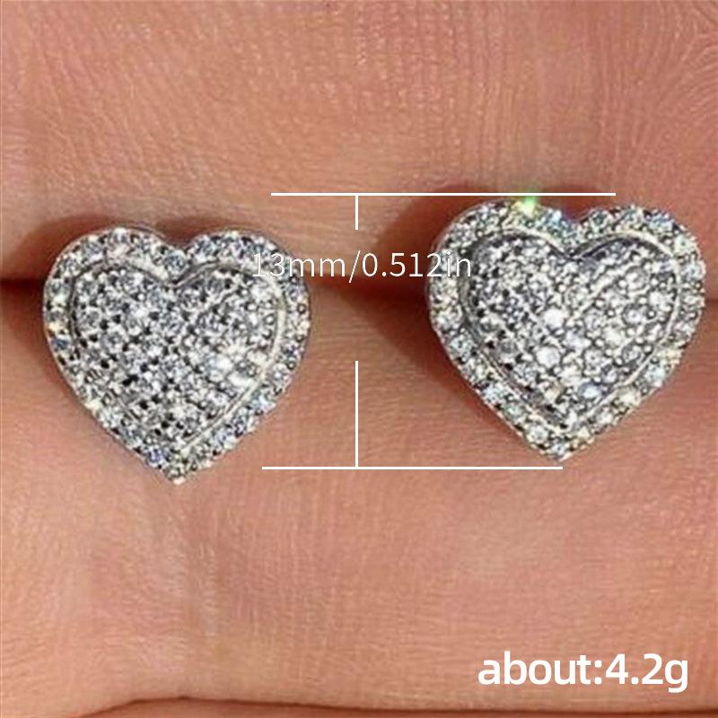 Romantic Heart Shaped Micro Inlay Zircon Stud Earrings