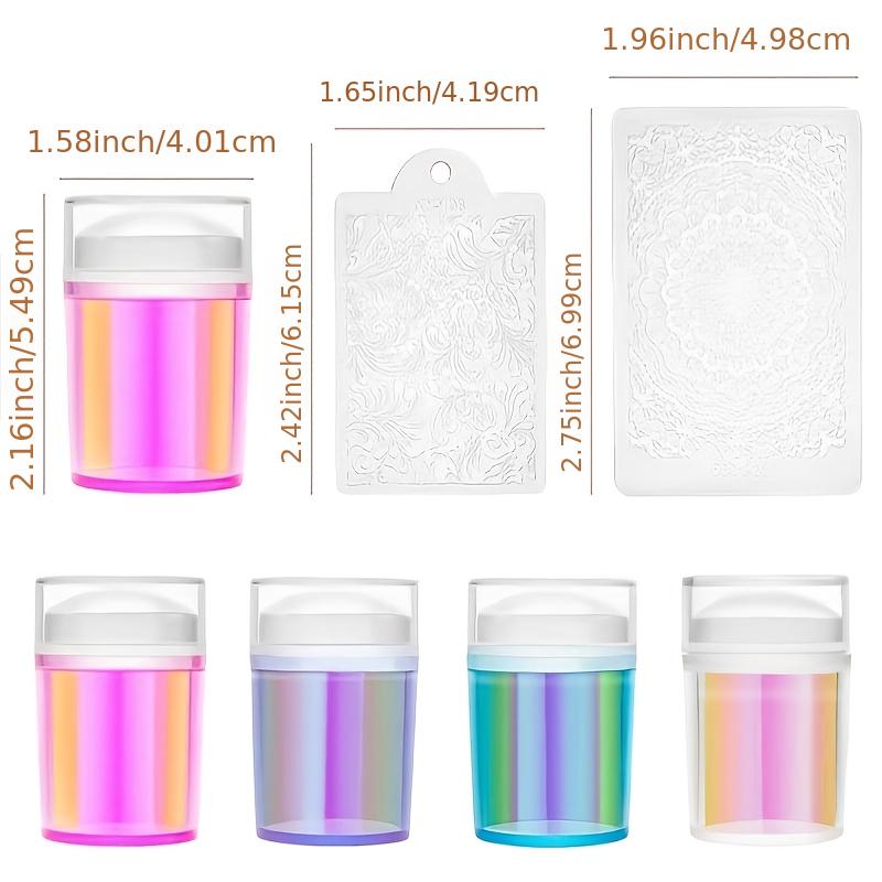Y2K 3 Clear Jelly Nail Art Stamper Silicone Head Acrylic Handle Scraper