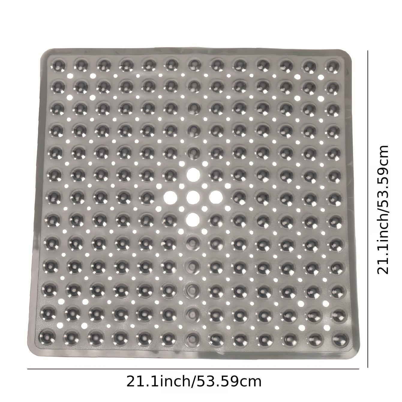 Large Square Shower Mat Non Slip - Shower Mat with Drain Hole in