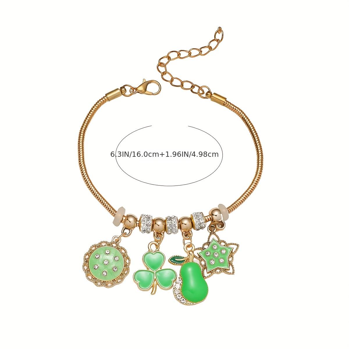 St. Patrick's Day Bracelet Four Leaf Clover Shape Pendant Hand Jewelry  Decor For Women - Temu