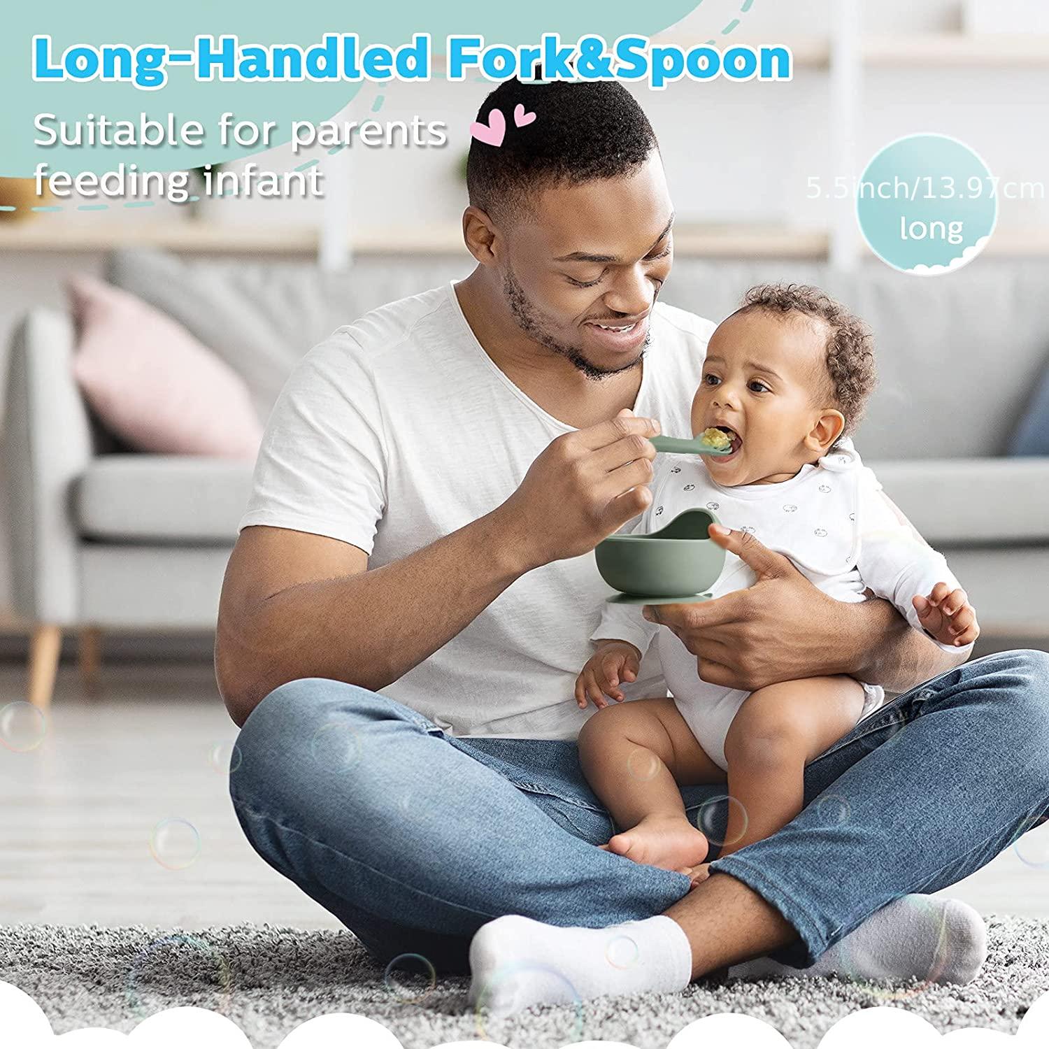 6pcs Of Silicone Baby Spoons And Forks Over 6 Months Old And Up