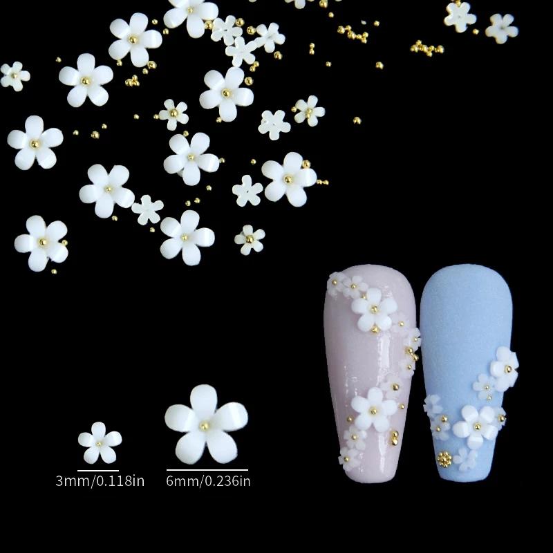 Stunning White Resin Five petal Flower Nail Art Jewelry Add Temu