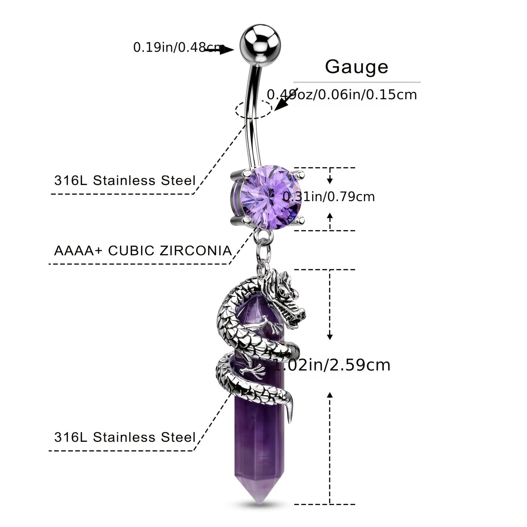 Dragon Shape Charm Belly Button Ring with Gemstones