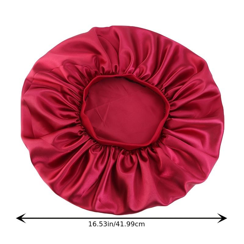 Women Satin Night Sleep Cap Solid Hair Bonnet Hat Silk Head Cover Elastic  Band