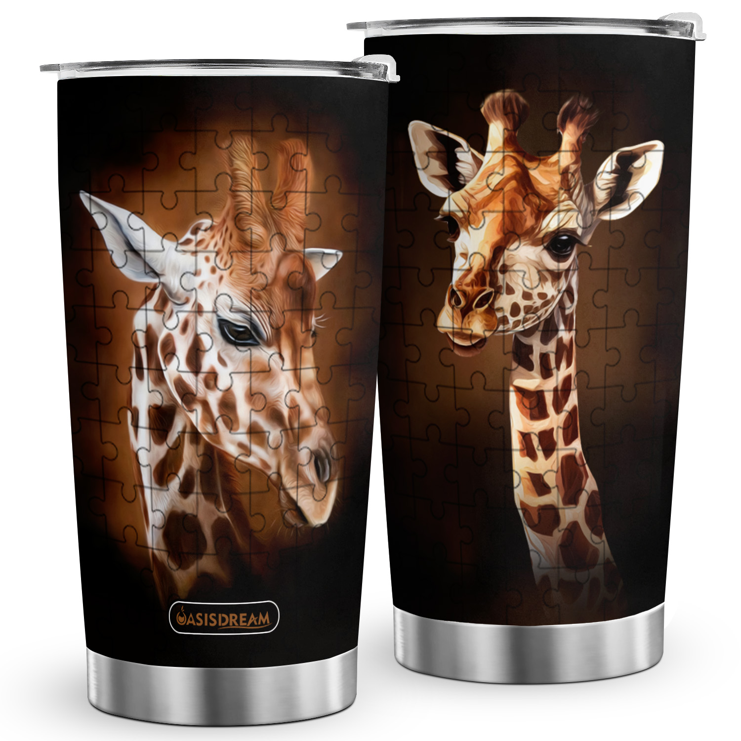 Giraffe Tumbler-Giraffe With Glasses Tumbler Cup with Lid-Unique