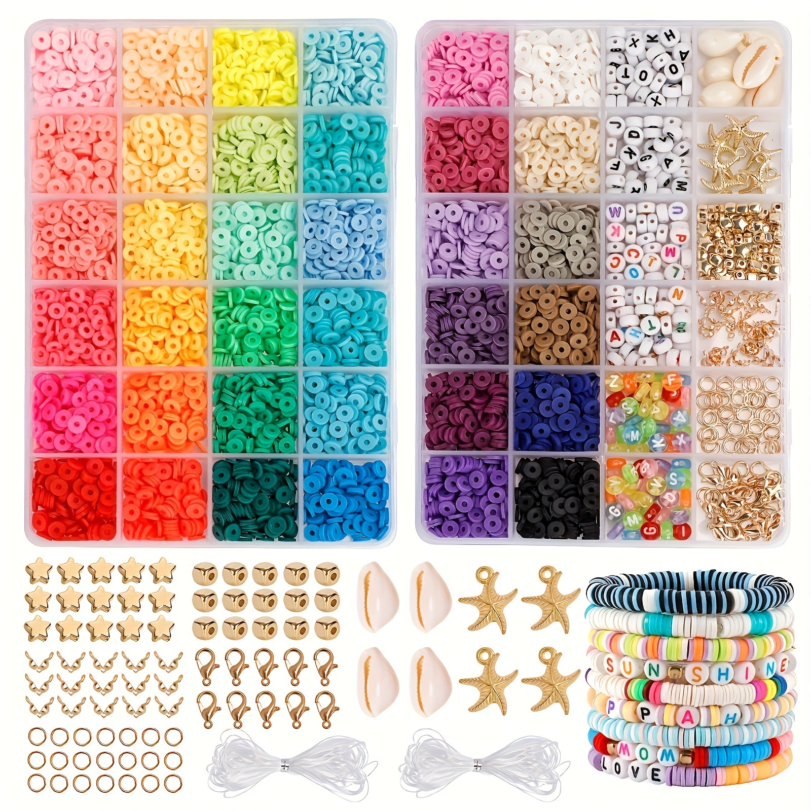  QUEFE 1904pcs Letter Beads for Bracelets, 52 Styles