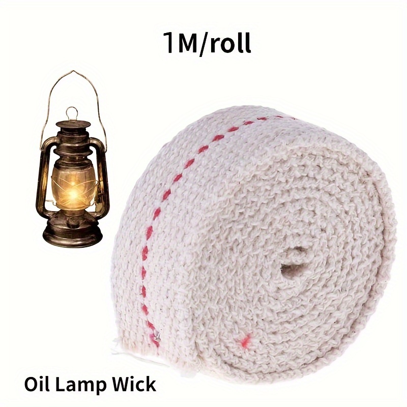 Oil Lamp Wick Kit 1/2 5/8 3/4 7/8 Inch Flat Wide 6.5Foot Cotton Lanterns  Wick with Black Stitch for Kerosene Burner Lighting