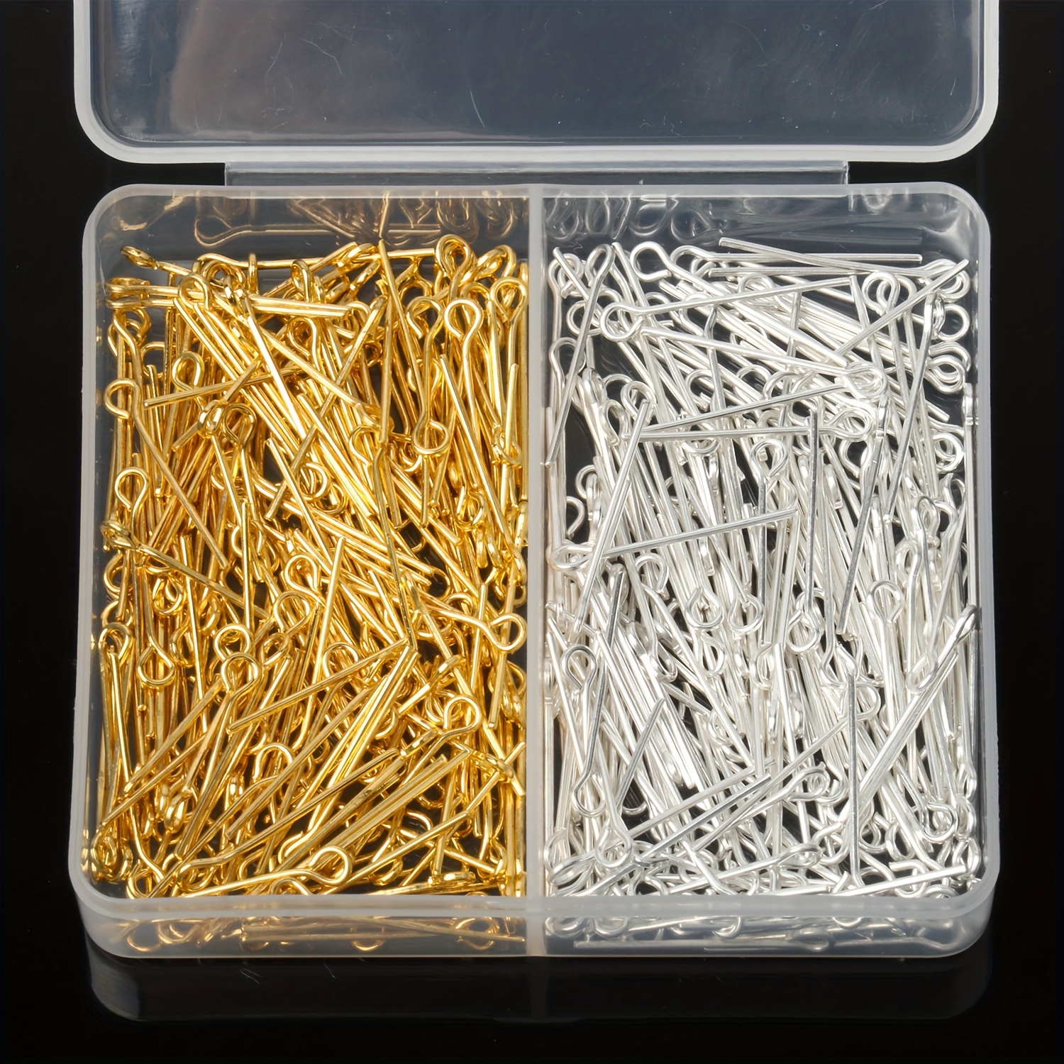 500 Pieces Flat Head Pins for Jewelry Making 2 Inch Straight Head Pins  Metal End Headpins DIY Head Pin Findings with Plastic Box for Craft Earring