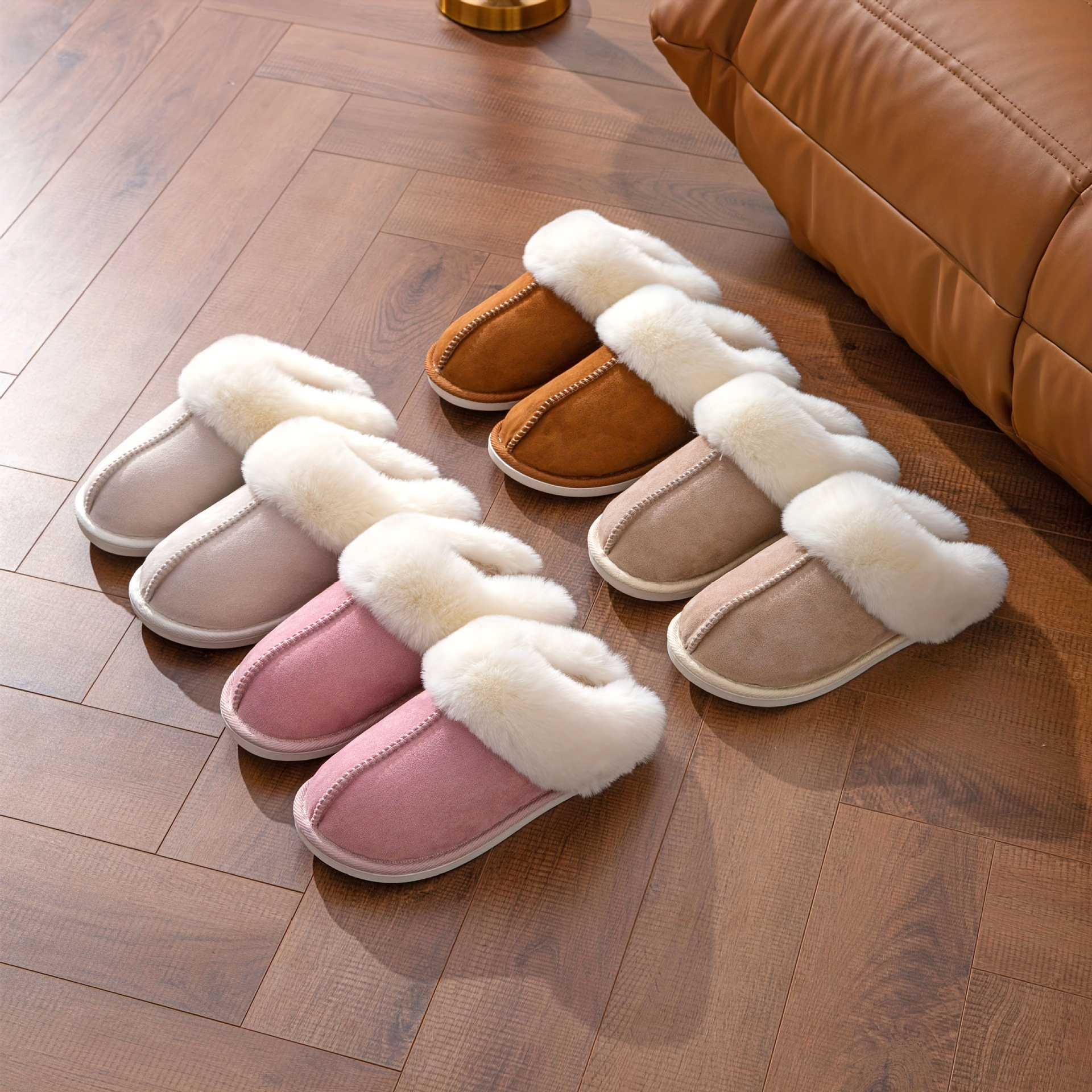 Women's Heart Pattern Fuzzy Slippers, Closed Toe Warm & Cozy Plush Shoes,  Home Bedroom Slippers - Temu