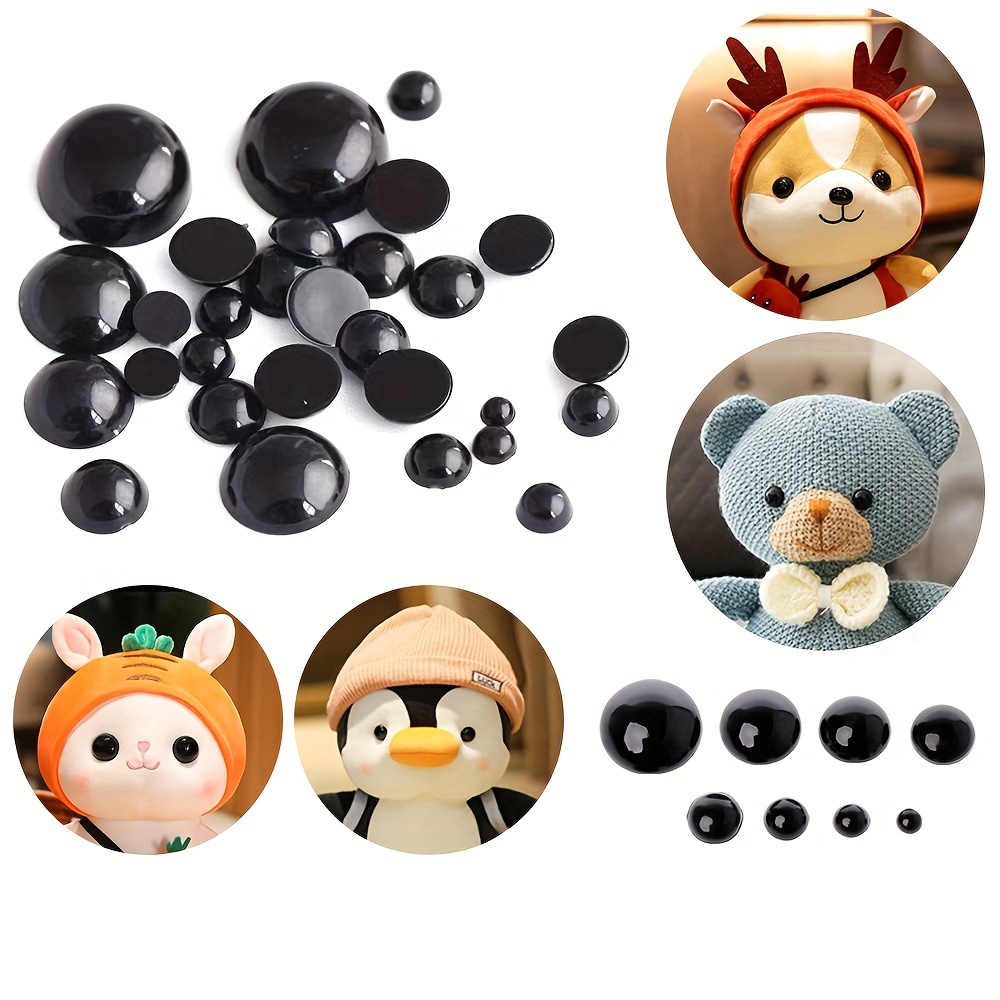 Plastic Safety Eyes for Amigurumi, 240PCS 6mm - 14mm Black Solid Craft Doll  Eyes with Washers for Crafts, Crochet Toy and Stuffed Animals