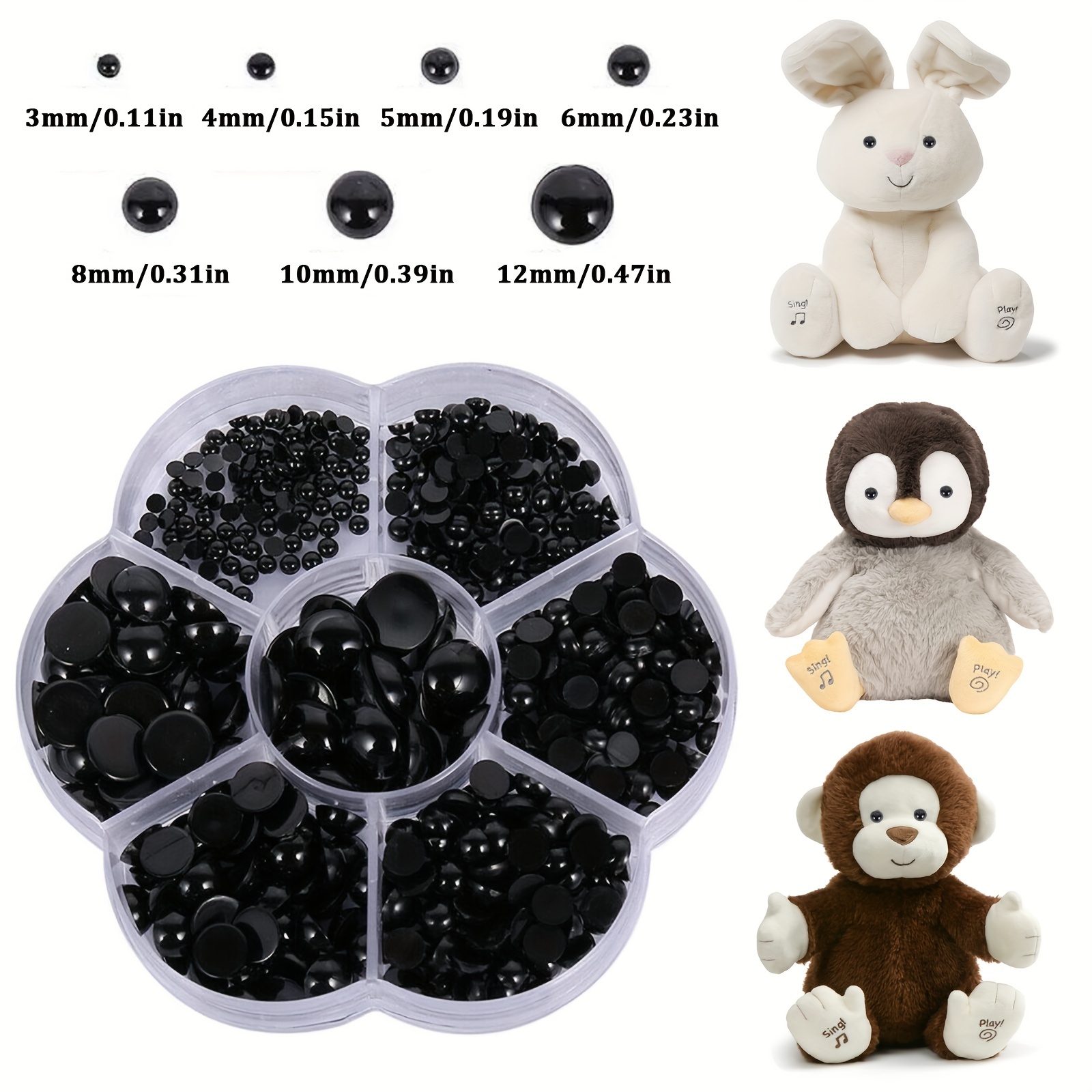  100 Pieces Large Safety Eyes for Amigurumi Stuffed Glitter  Animal Eyes Plastic Craft Crochet Eyes for DIY of Puppet Bear Crafts Toy  Doll Making Supplies (Black,20mm)