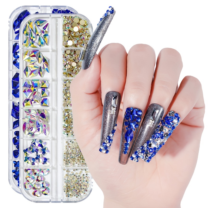 Manicure 24 Grids Y2K Aesthetic Green Rhinestone Accessory Set With Flat  Bottomed And Irregular Shaped Decoration For Nails