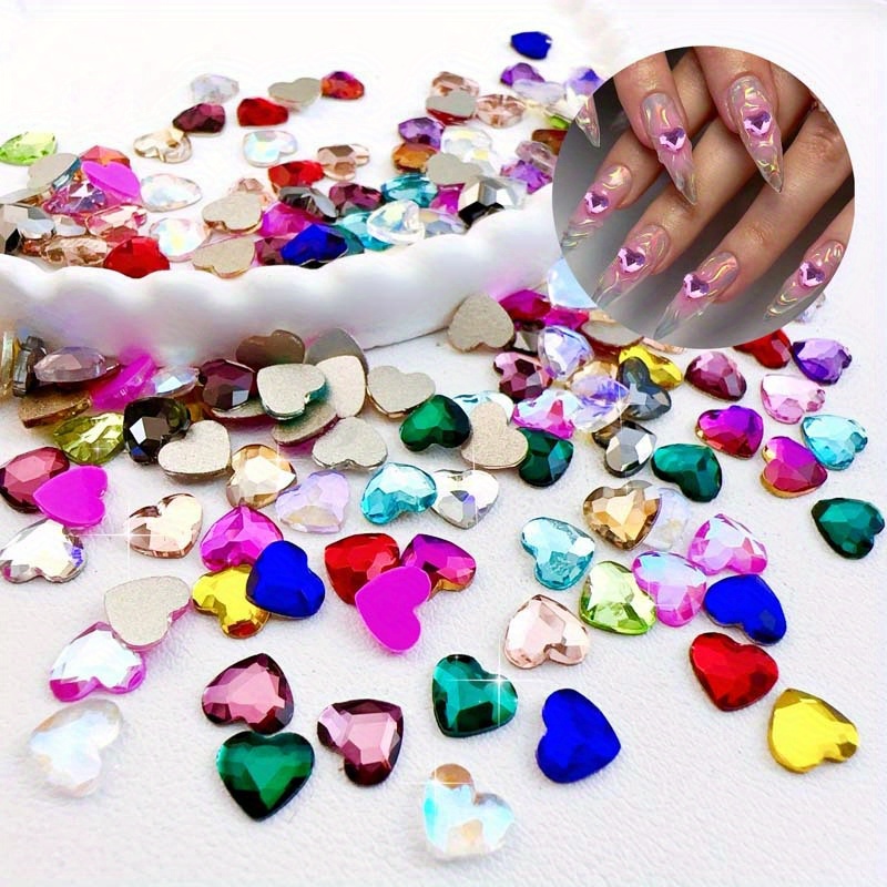 200pcs 4 Colors, 6/10/12/18mm Acrylic Heart Rhinestone Flatback Heart  Rhinestones Crystal Gems For Valentine's Day Wedding Decoration DIY Crafts