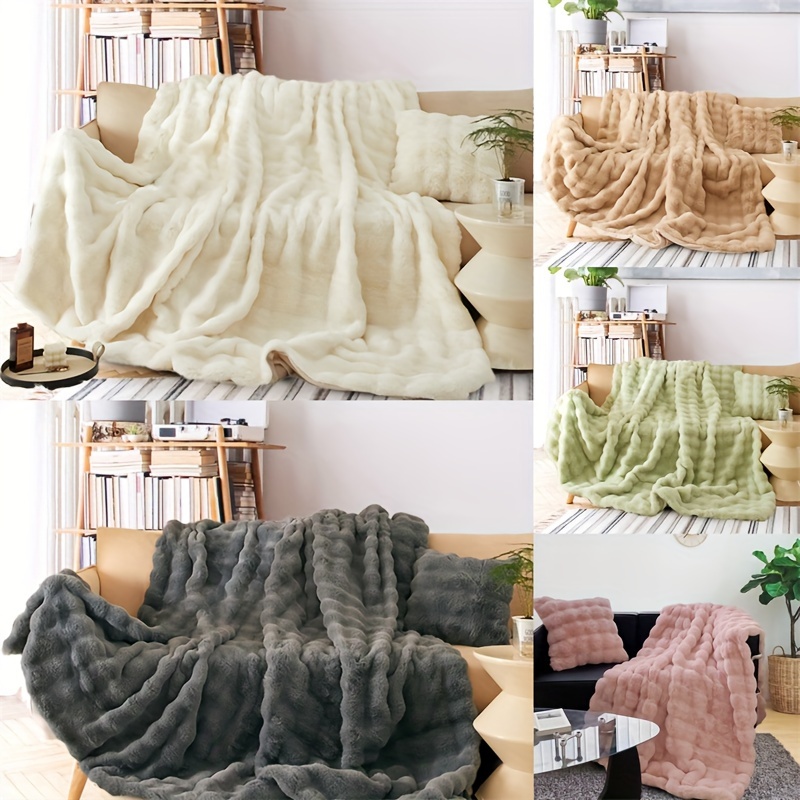 1pc Fleece Blanket Solid Color Plush Blanket Soft Feel Warm And Comfortable Travel Blanket Nap Blanket Bed Blanket Multi purpose Blanket