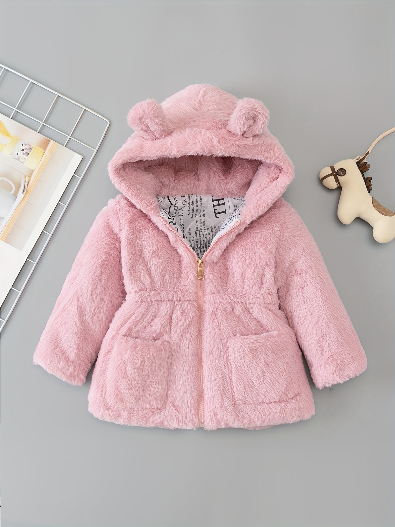 Chaqueta de forro polar para niño, abrigo cálido con orejas lindas con  capucha para bebé y niños, ropa exterior gruesa con cremallera de forro  polar