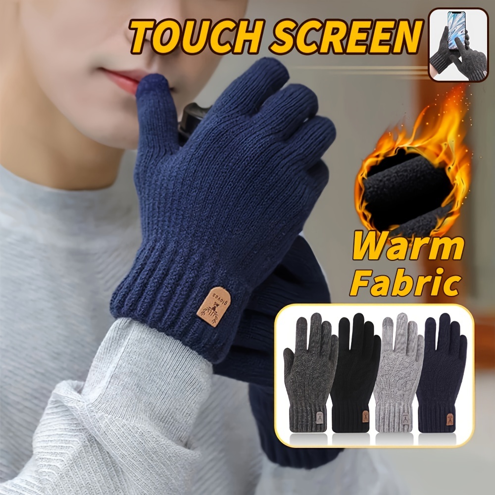Guantes de cuero de invierno para mujer, con pantalla táctil, guantes  cálidos de piel de cordero