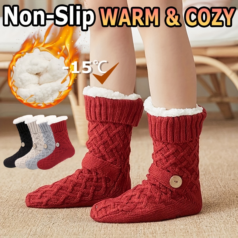 Mens Boot Slipper Socks Winter Non Skid Warm Slipper Socks Cozy