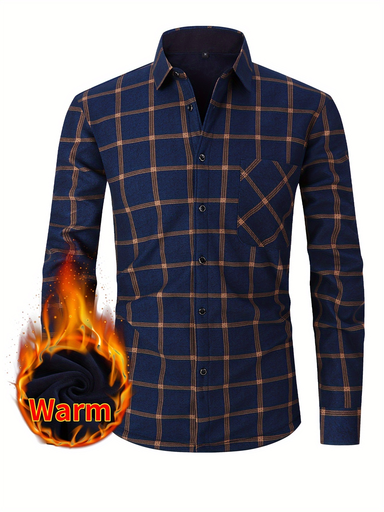 Men's casual autumn winter spring thick warm fleece cotton on sale shirts