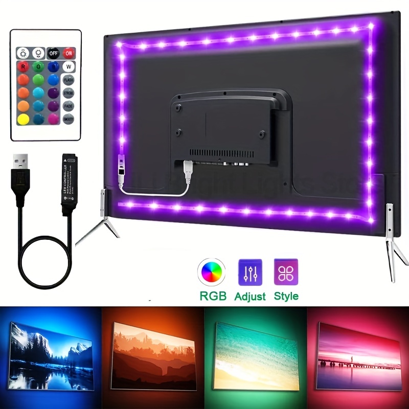 Barre Lumineuse LED RGB Intérieure Pour Salle De Jeux, Étagère, Décoration  De Support TV Avec Télécommande - Noir