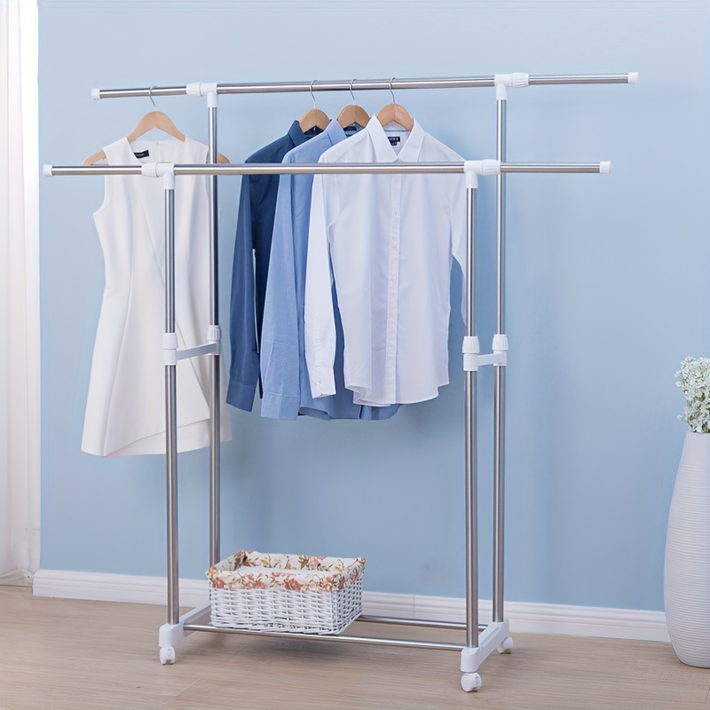 Colgador de pared retráctil para ropa, toallas, ropa interior, medias,  plegable para lavandería, blanco, doble + 15.7 in