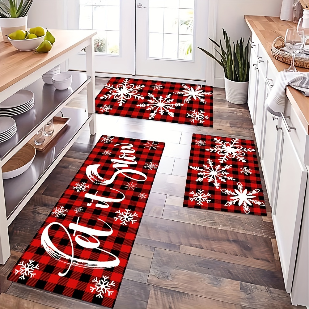 Christmas Round Area Rugs Collection 3', Winter Xmas Pine Tree Snowman Red  Snowflakes Non Slip Indoor Circular Throw Runner Rug Floor Mat Carpet for