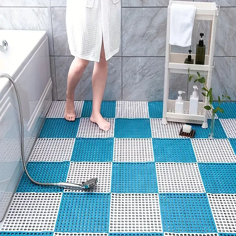 Shower Room Bathroom Floor Mat, Toilet Floor Mat, Bathroom Non-slip Mat,  Hollow Splicing Water-proof Bath Mat, Swimming Pool Home Essential - Temu