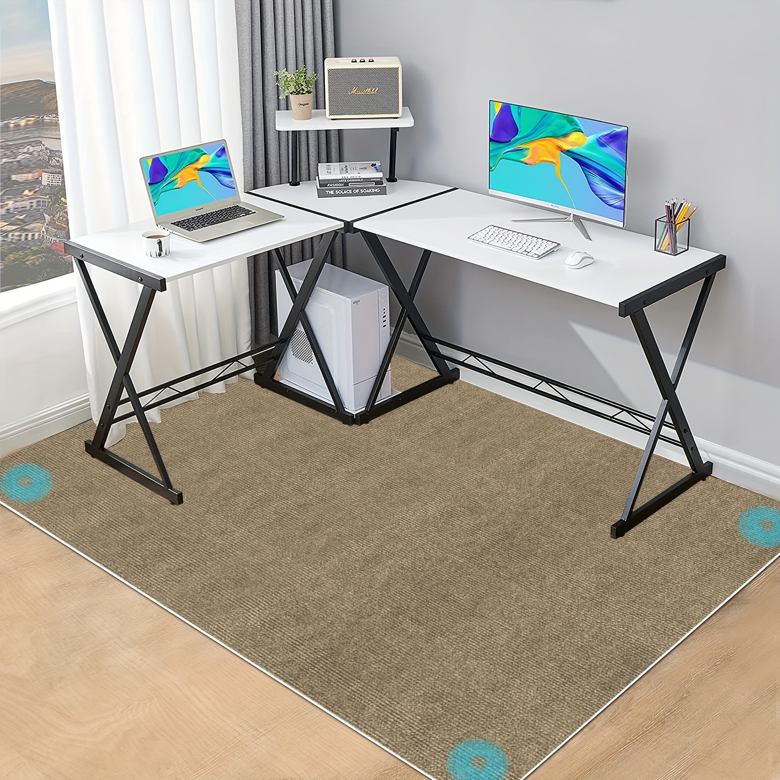 Alfombrillas redondas de color gris anaranjado, para silla de oficina, para  juegos de computadora, tapete de escritorio para silla rodante, alfombra