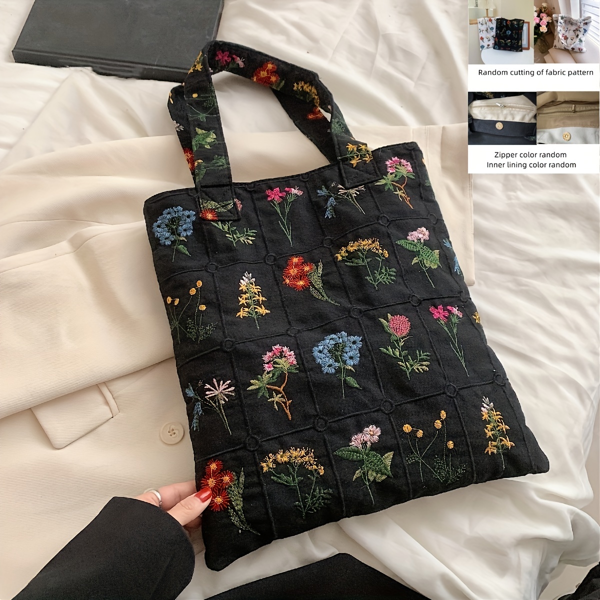 Cute Corduroy Tote Lunch Bag, Floral Print Mommy Bag, Women's Casual  Handbag & Shoulder Bag For Work, Office, Travel - Temu Mexico