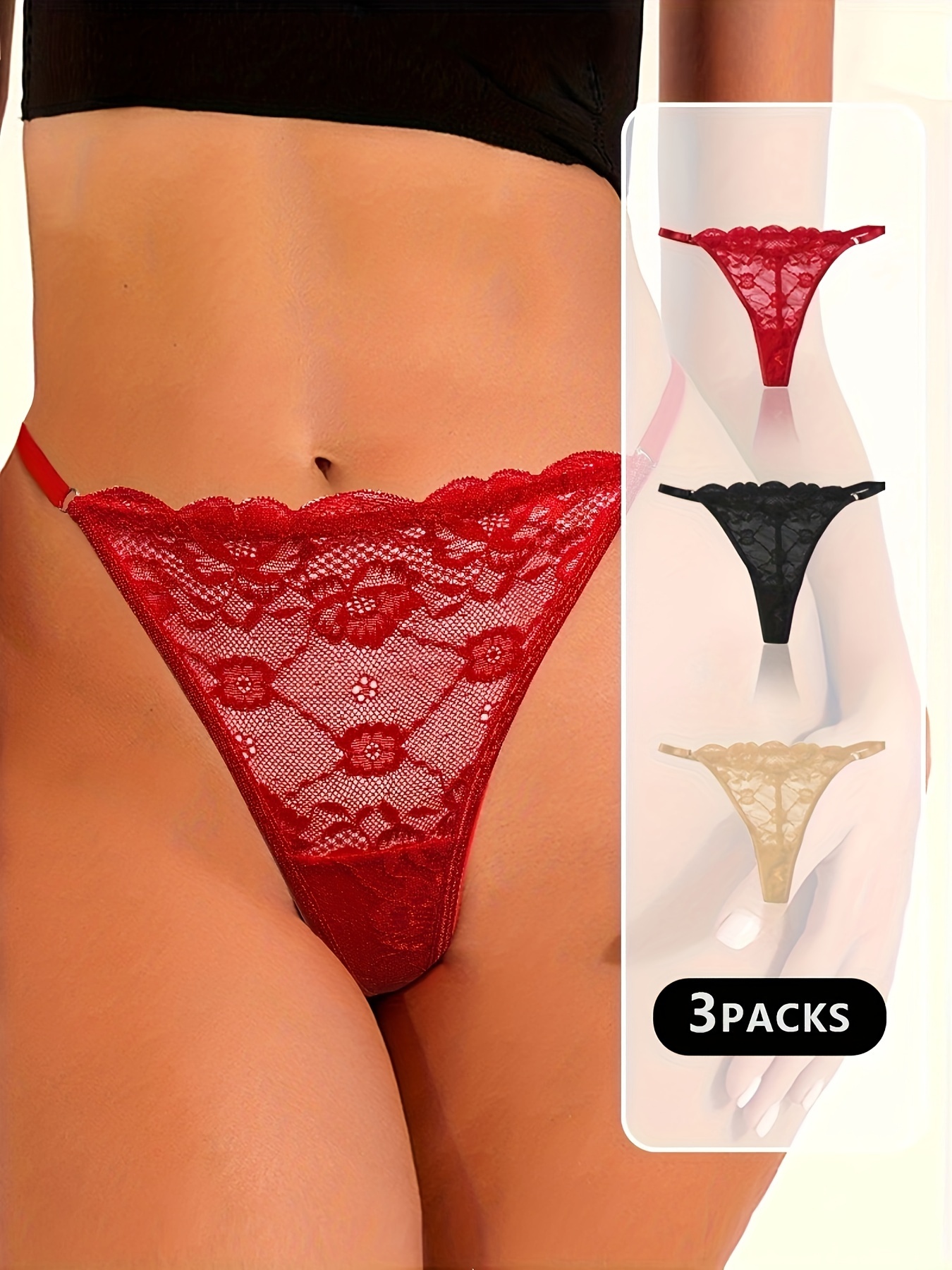 Floral Lace Thongs Low Waist Semi sheer Stretchy Intimates - Temu