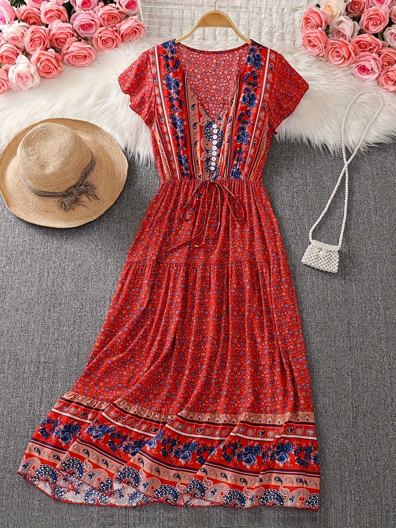 Bohemian Halter Dress, Casual Every Day Dress For Summer & Spring, Women's  Clothing