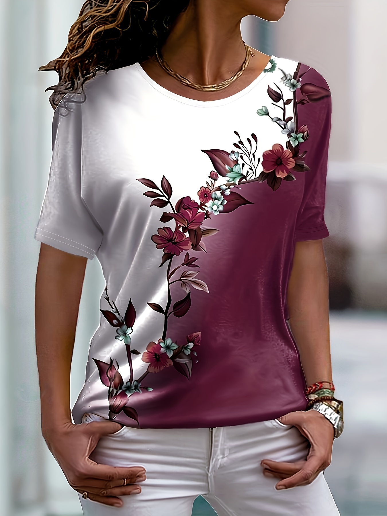 Camiseta de manga corta para mujer, camisetas básicas sueltas, color  sólido, manga murciélago, casual, paquete de manga larga para mujer